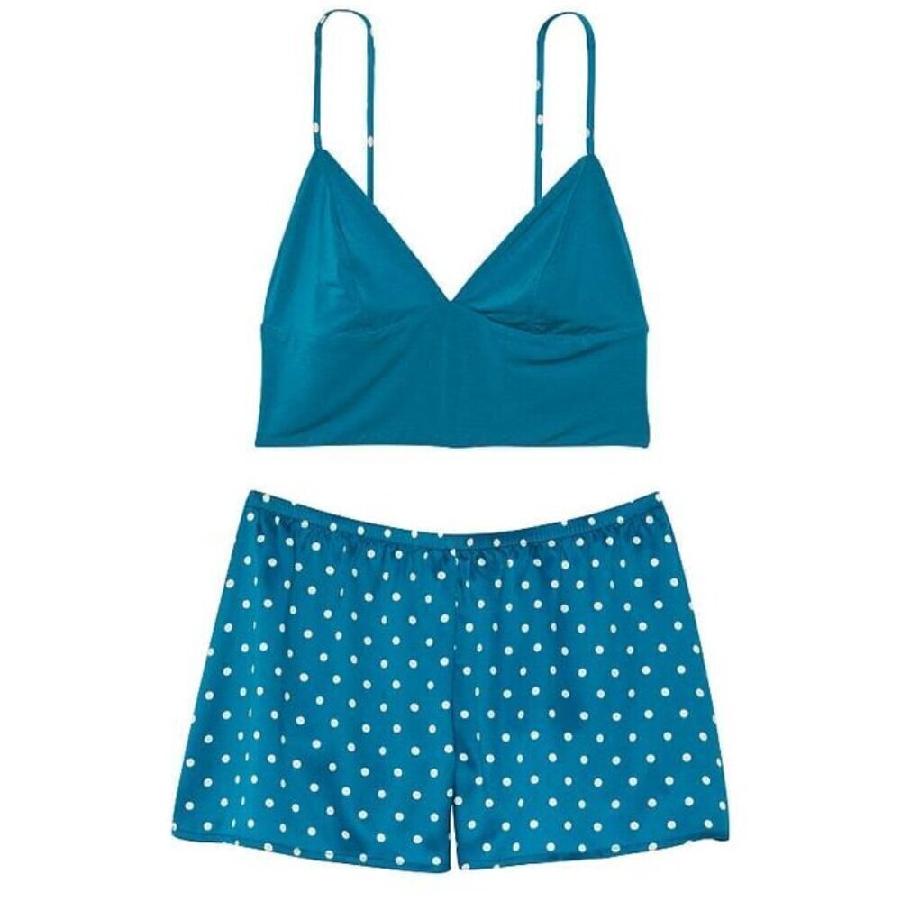 VICTORIA'S SECRET Modal Cami Top and Satin Short Set Evening Tide Dot Size L